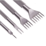 Kit 4 Pçs Aço Garfo Furador Cinzel Diamante Couro Costura