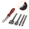 Kit Groover Frisador + 4 Cinzel Garfo Furador Costura Couro